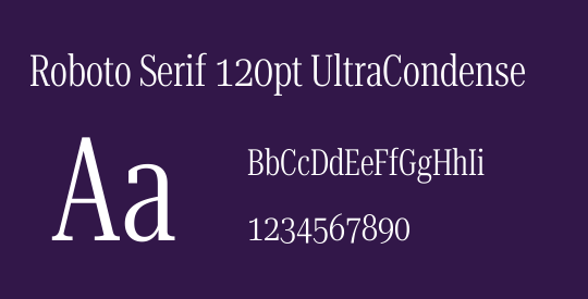 Roboto Serif 120pt UltraCondensed Light